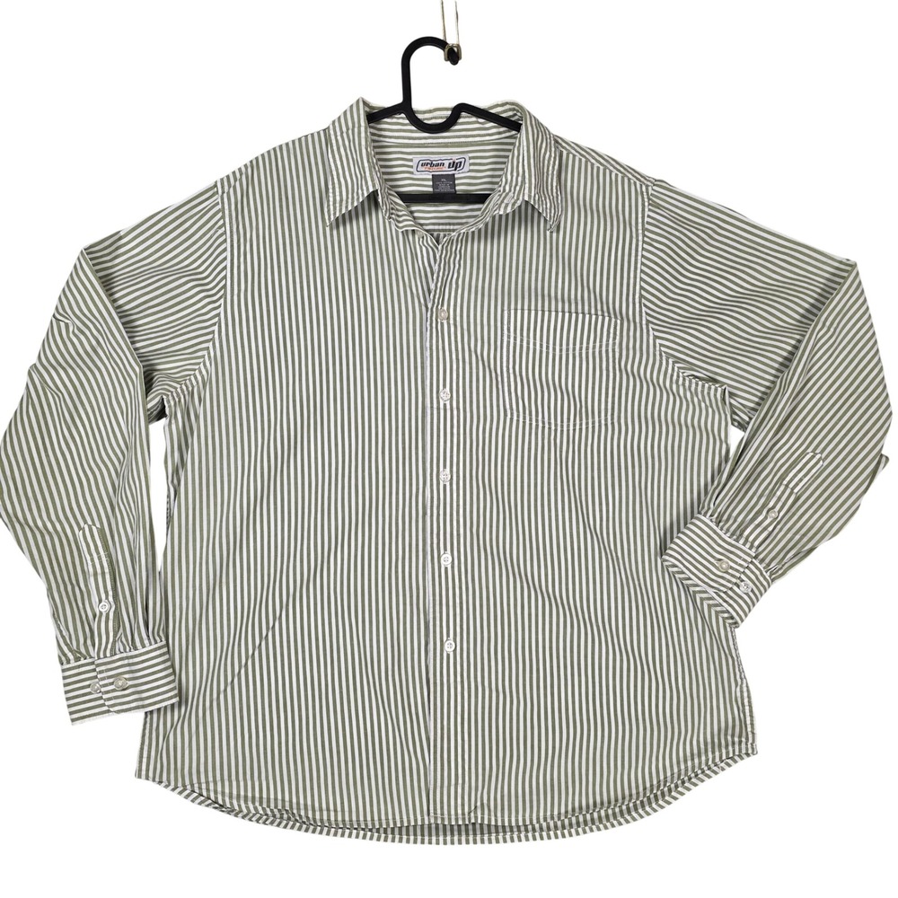 Urban Pipeline XL‎ Striped Long Sleeve Button Down Shirt Green White